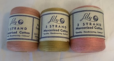 3 Vintage Lily Pearl Cotton Mercerized Crochet Embroidery Pinks & Gold