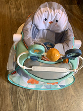 Infant Baby Bouncer Seat with Toy Bar, Gray Mint Green White