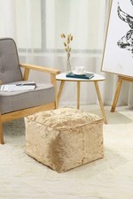 Crushed Velvet Bean Bag Cube Footstool Pouffe Ottoman Beanbag Soft Seat 40x40x30