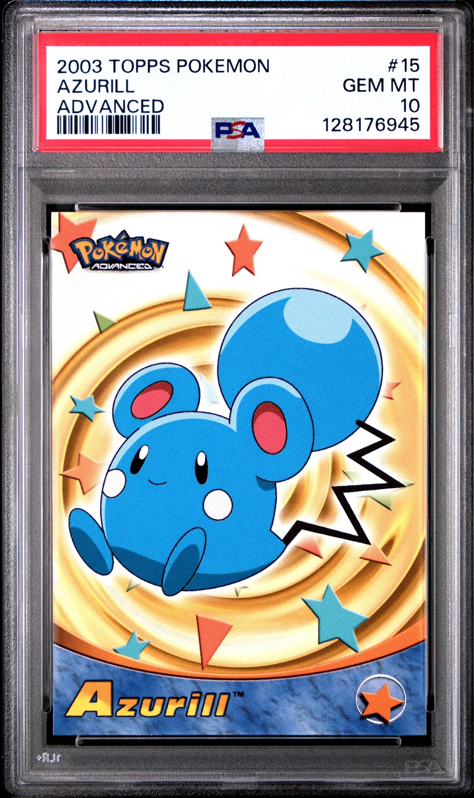 2003 TOPPS POKEMON ADVANCED #15 AZURILL PSA 10