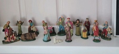 Vintage Italy Nativity Set Figures 17 Lot Manger Scene Christmas Decor