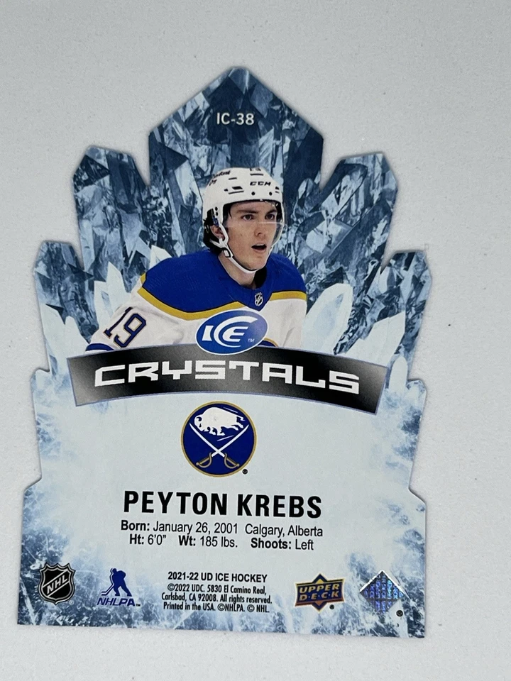 2021-22 Upper Deck Ice Crystals Rookies Peyton Krebs #IC-38 RC - Image 2 of 2