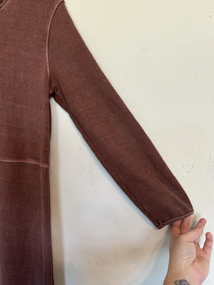 Maxi Vestido Poesía Cáñamo Algodón 8 Marrón Asimétrico Lagenlook Boho Largo Foto 4 de 4