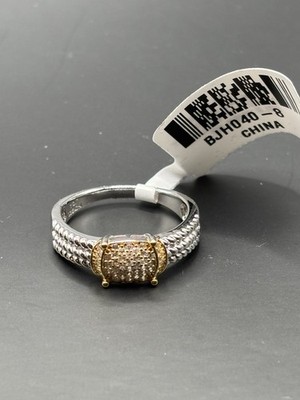 Bella Luce White Cubic Zirconia Rhod & 14K Yellow Gold Over ST Silver Ring Sz 8 