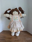 Handcrafted Vtg Cabbage Patch Doll,Brown Hair, Blue Eyes, Peach Dress, Nostalgic