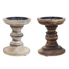 Candle Holder Assorted Design 1pc Rustic Finish Tealight Votive Taper Wooden