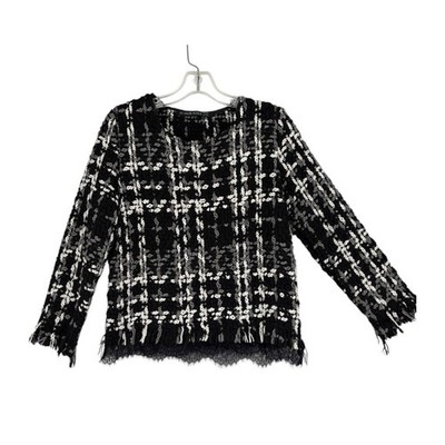 Haute Rogue Couture Tweed Boucle Top Size Small Old Money Quiet Luxury Black