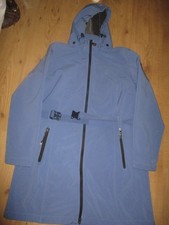 schöner Damen Softshell-Mantel - Langjacke m.Kapuze + Gürtel KILLTEC blau Gr. 44