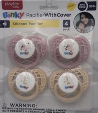 BLINKY Playtex Baby Silicone Pacifier W/ Cover 4 Pack 0-6M latex nipples