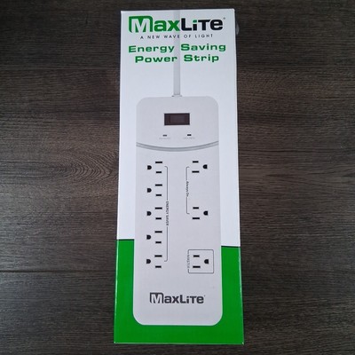 MaxLite Energy Saving Power Strip Surge Protector 8 Outlets Brand New