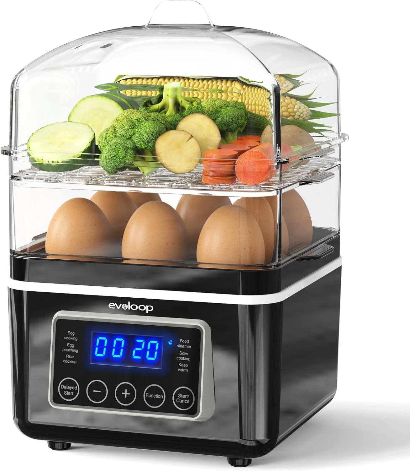 2 Tiers Electric Food Steamer Cooking 4 QT Digital Multi Vegetable Steamer W/