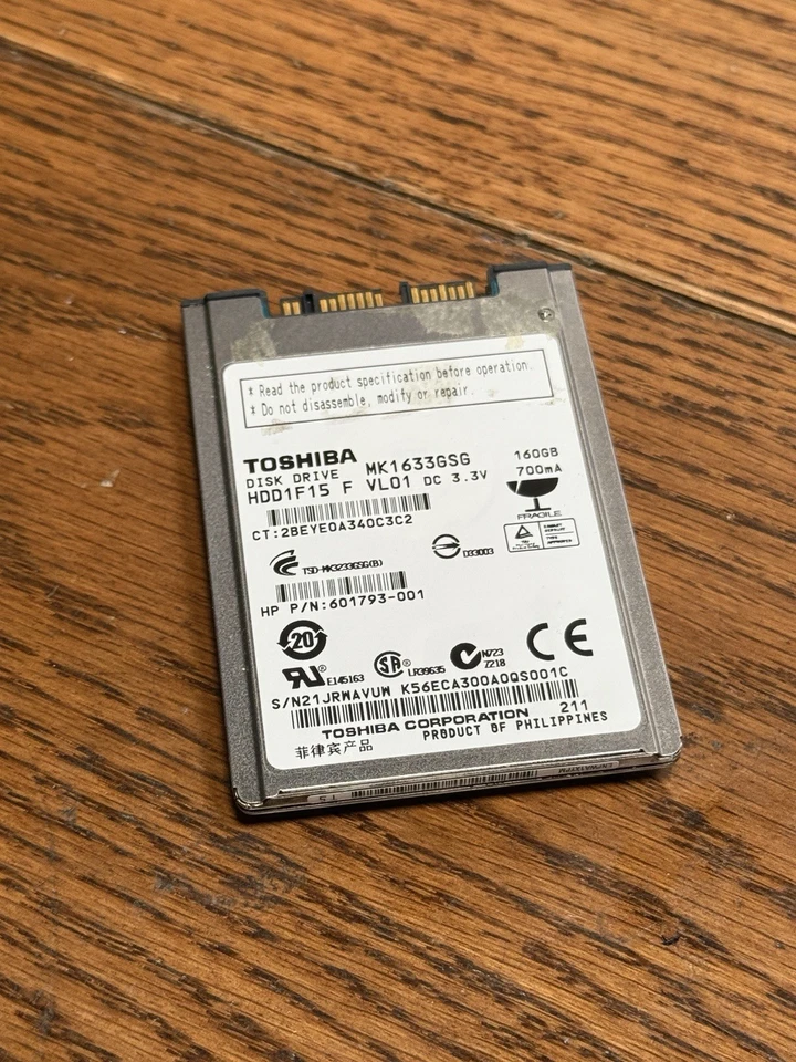 Toshiba 1.8" 160GB MK1633GSG mSATA HDD 5400 rpm 8MB Laptop Micro SATA - Image 2 of 4