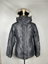 Oakley giacca sci donna XS grigio cappuccio pelliccia sintetica puffer isolato snowboard inverno