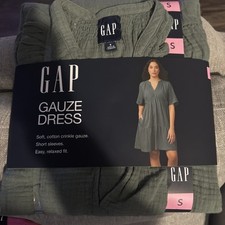 Gap Gauze Dress Green Pockets New Small