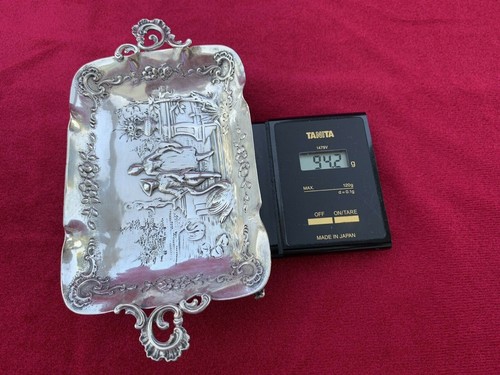 Antique SIMON ROSENAU Hanau German 800 Silver Footed Tray Bowl Courting Scene - Picture 6 of 12