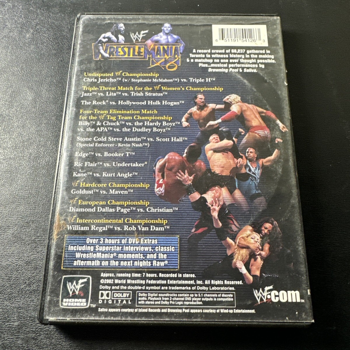 WWF WrestleMania X8 18 (DVD, 2002, 2-Disc Set) w Mini Poster Hulk