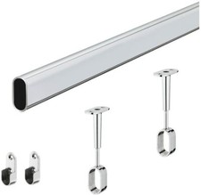 Tubo appendiabiti ovale in acciaio cromato - montaggio a parete o a soffitto