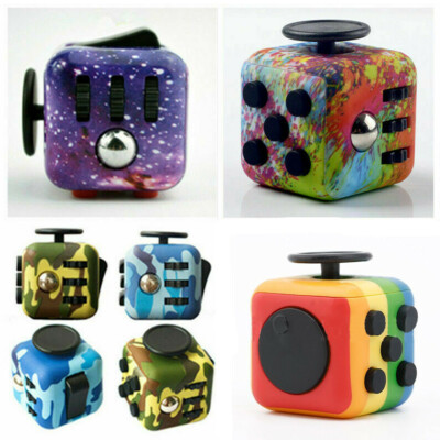 Camo Fidget Cube Spinner Toy Children Desk Adults Stress Relief Cubes Adhd Uk Ebay