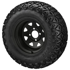 (4) Golf Cart 23x10.50-12 Sierra Sport Tires on 12x7 8-Spoke Black Steel Wheels