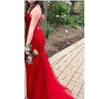 Red Lace Prom Dress - size 0/2 - worn once, excellent condition
