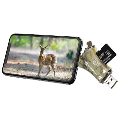 Trail Camera Viewer SD Card Reader for iPhone iPad Mac & Android, 4 in 1 SD/M...