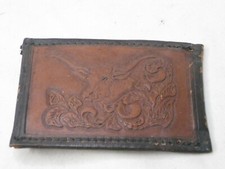 vintage hidden money tooled leather belt buckle bull cow steed western longhorn