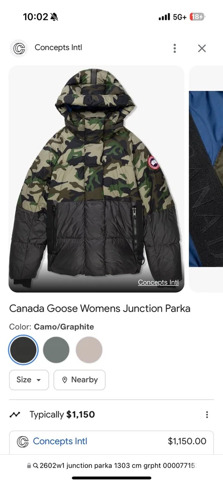 Parka Junction Canada Goose. Talla L (gris claro/arenisca) y XL (camuflaje). Foto 3 de 4