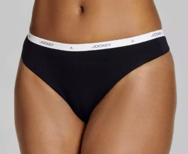 JOCKEY Generation Supima Cotton Black Thong Panty Womens Sz S 5 M 6 L 7 XL  8