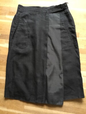 Jupe Crayon Comptoir Des Cotonniers Taille 38 - 100% Lin Gris Noir, Occasion Très Bon État