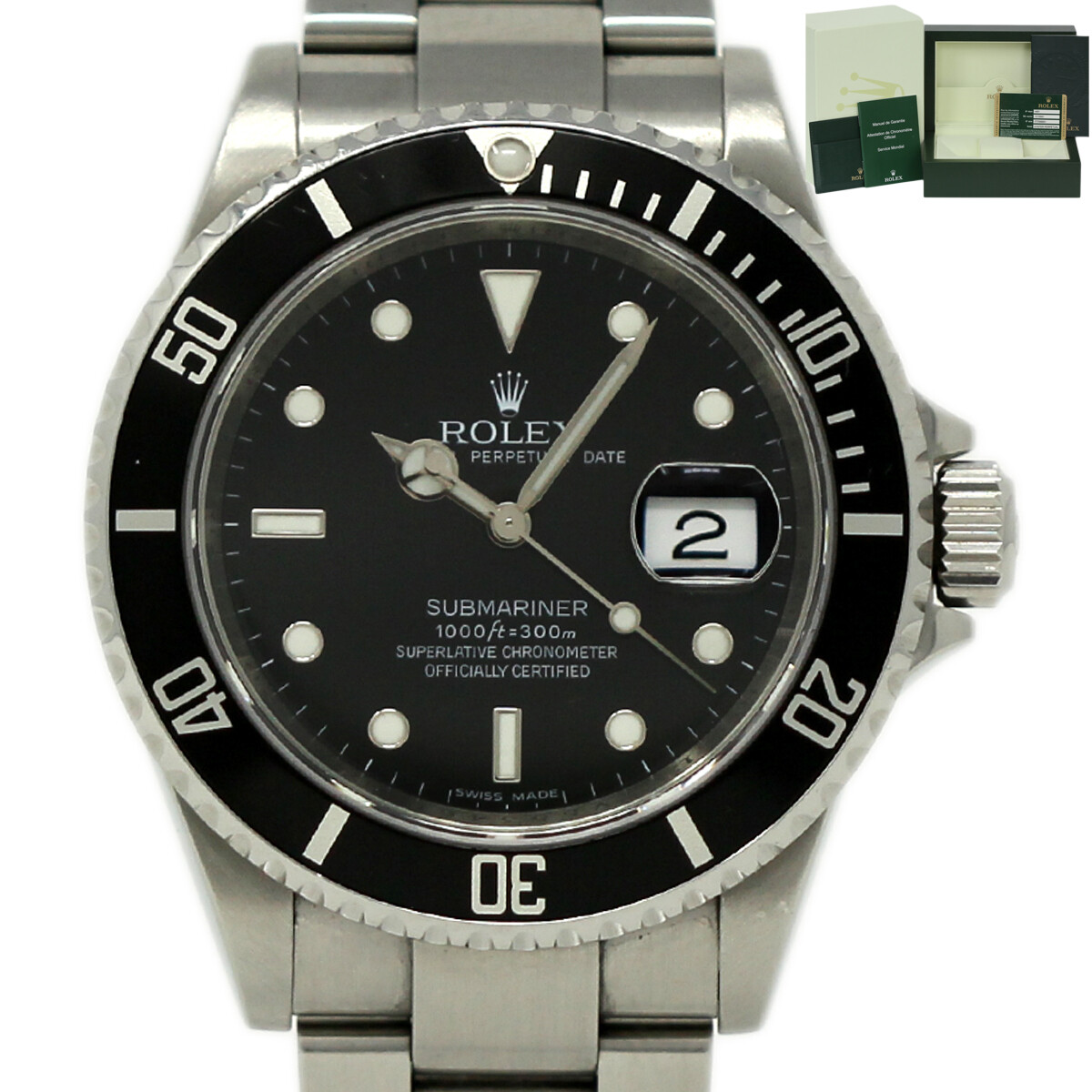 Rolex Submariner 16610 40mm Steel Engraved 2009 V Serial Box/Paper