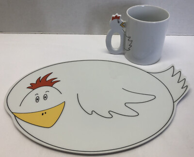 KAHLA Germany Children's Dining Set Plate Cup Chicken Farm Porcelain Cute