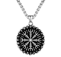 Nordische Halskette Kompass Rune Wikinger Vikings Amulett AnhäNger 3,7 X 3,9 Cm