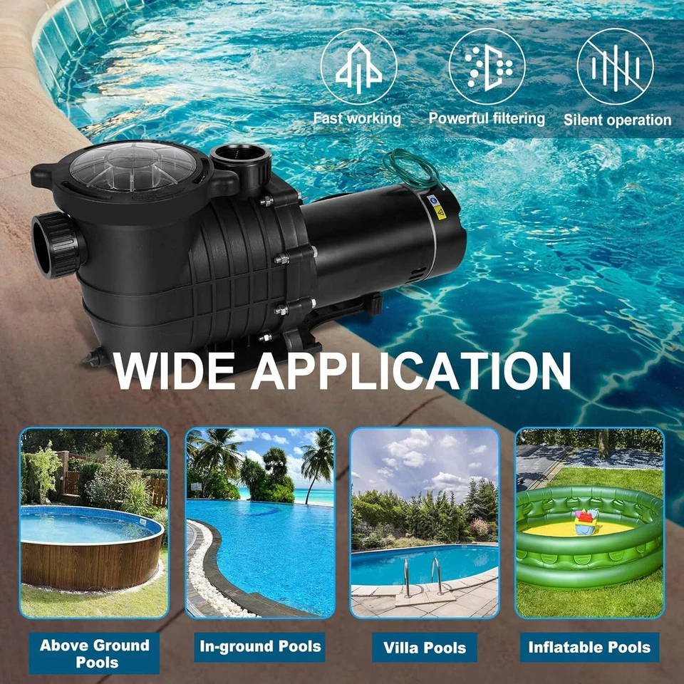 Hayward 1.5HP Swimming Pool Pump Motor In/Above Ground w/Strainer Filter Basket - Image 4 of 4