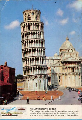 Lining Tower of Pisa Italy, Vintage 4 x 6  PC
