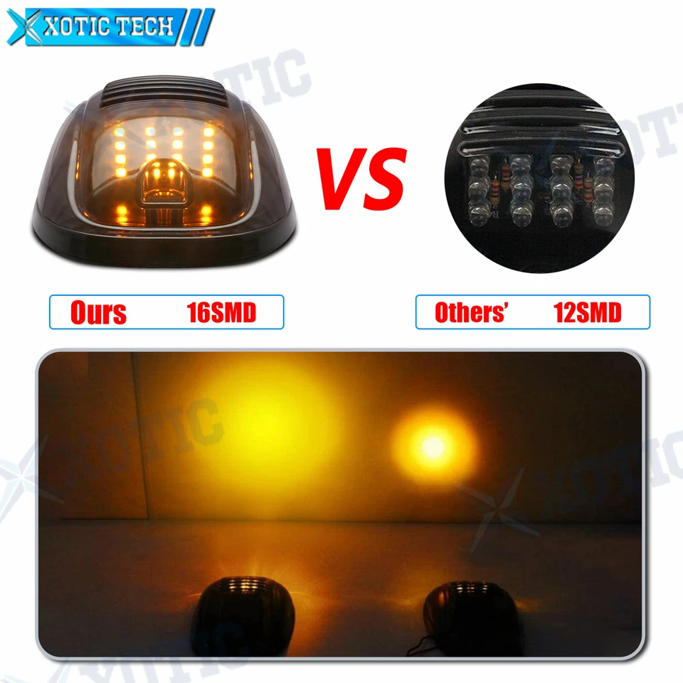 Luces marcadoras de techo de cabina de humo ámbar para Dodge Ram 1500 2500 3500 4500 2003-2019 Foto 4 de 4