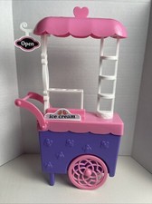 Kid Connection Ice Cream Stand Barbie Cart Pretend Play Wheels Push Mobile Open