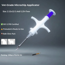 Vet RFID Bulk Kit 100 Bioglass Chips with Sterile Implant Tools for Animal ID