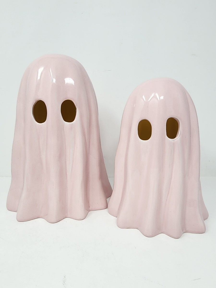 Set Of 2 Goblin & Ghoul Pink Light up Ghosts Halloween Decor