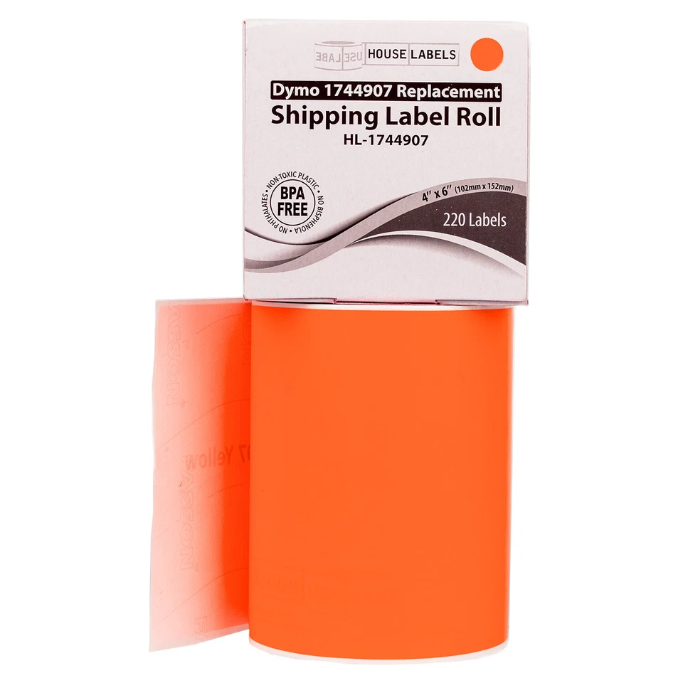 DYMO LW 1744907 ORANGE 4XL 4x6 4"x6"  SIX (6) Rolls All-Purpose Labels FREE SHIP - Image 2 of 4