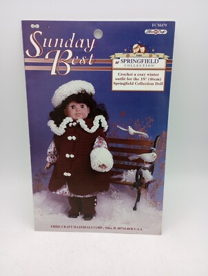 Fibre Craft Sunday Best Crochet Pattern Winter Springfield Collection Doll 18''