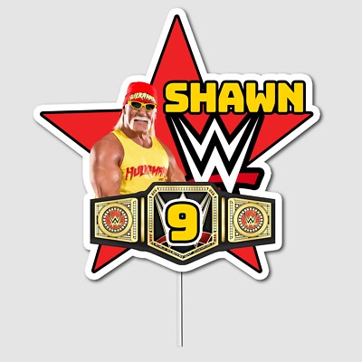 Personalised WWE WWF Wrestling Hulk Hogan Name/Age Birthday Cake Topper  Party
