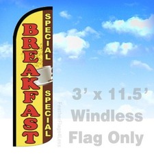 BREAKFAST SPECIAL - Windless Swooper Flag 3x11.5' Feather Banner Sign - yq