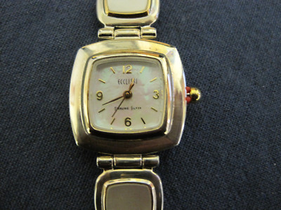 ECCLISSI Mother of Pearl Sterling Silver Toggle Bracelet with Watch Charm ? Ecclissi Vintage Sterling Silver Watch Bracelet Heart Locket  main image 3