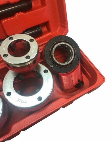 Ratchet Pipe Threader Kit Set With 3 Dies 1-1/4 to 2 inch and Storage Case - Picture 4 of 7
