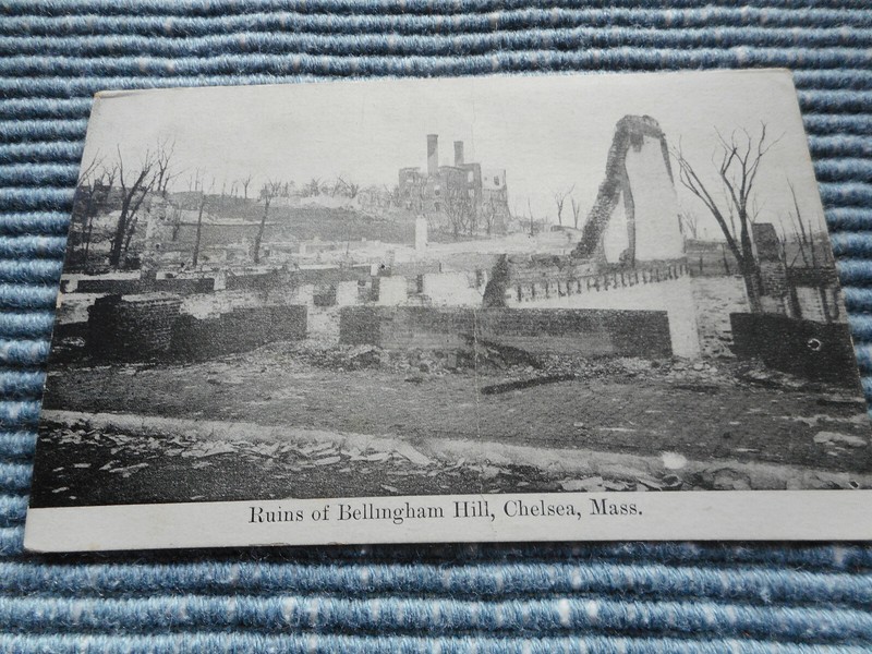 Old Postcard Ruins of Bellingham Hill Chelsea Massachusetts April 1908 Fire 