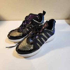 DKNY women's black lynzie sneak print lace up sneakera size 9