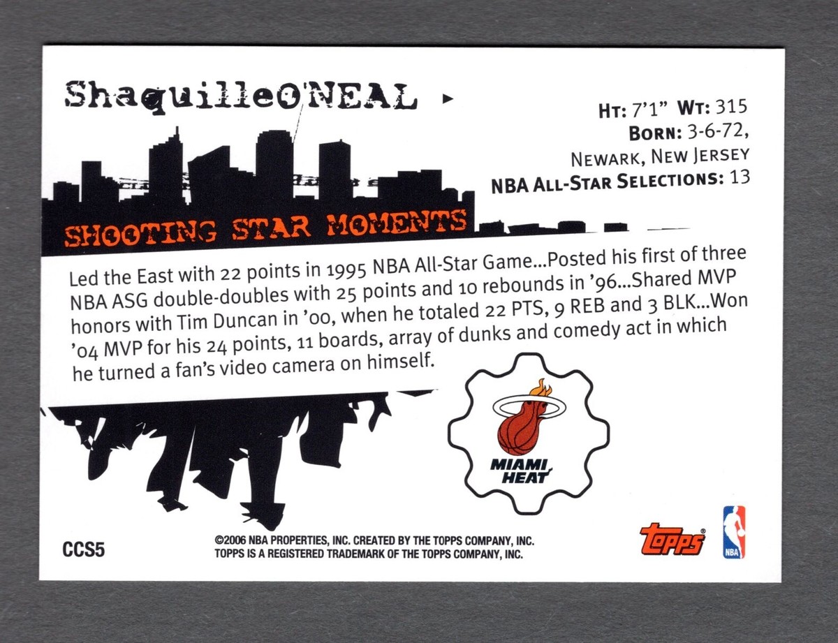 2006-07 TOPPS CLUTCH CITY SHAQUILLE O'NEAL INSERT CARD #CCS5 2006-07 TOPPS CLUTCH CITY SHAQUILLE O'NEAL INSERT CARD #CCS5