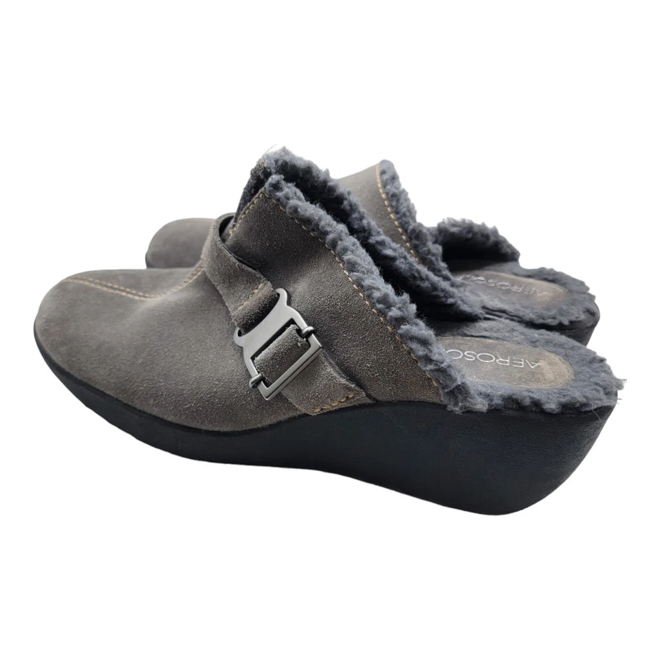 Zapatos en aerosoles para mujer talla 8,5 gris remachado gamuza zuecos piel sintética mulas Foto 4 de 4