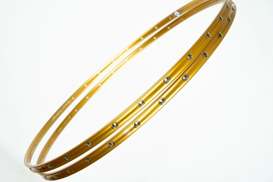 NOS PAIR DRC FOCUS 299gr TUBULAR RIMS 28" 32H HOLES RACING ROAD LIGHTWEIGHT GOLD - Image 4 of 4