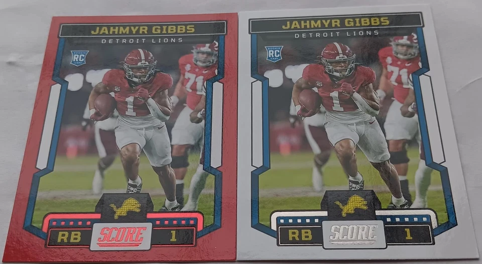Jahmyr Gibbs DETROIT LIONS ALABAMA 2023 SCORE RED VALUE PACK & SILVER Base 316 - Image 2 of 3